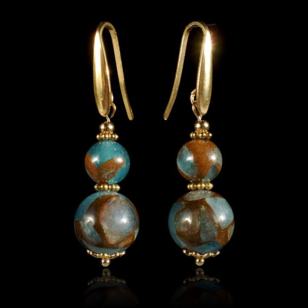 Lake-Blue-Cloisonne-Earrings-Art-Stone-Beads-Hypoallergic-Stainless-Steel-Hooks-08444-1