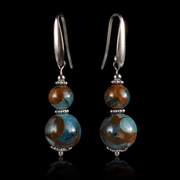 Lake-Blue-Cloisonne-Earrings-Art-Stone-Beads-Hypoallergic-Stainless-Steel-Hooks-08471-1