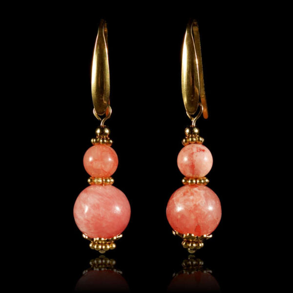 Rhodochrosite-Earrings-semi-precious-stone-beads-hypoallergic-stainless-steel-08358-1