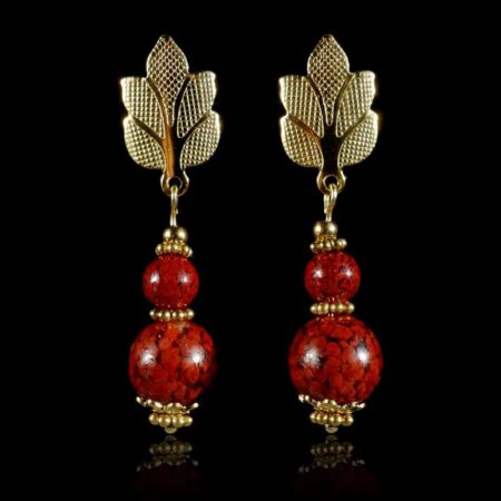 Vermilion Cinnabar Ore Earrings