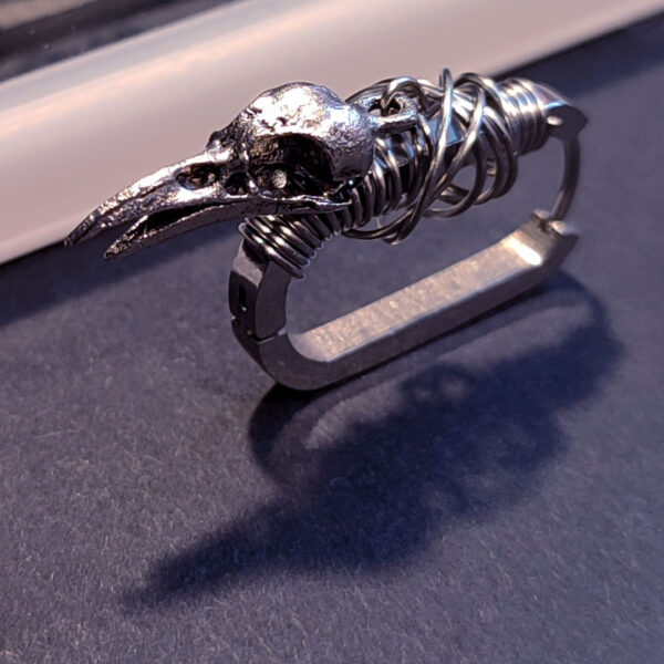 Iron Raven Hypoallergic Stainless Steel Hoop Punk Rock Metal Pirate Style Earring Crow Skull