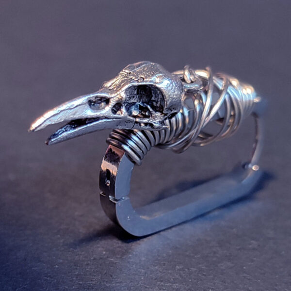 Iron Raven Hypoallergic Stainless Steel Hoop Punk Rock Metal Pirate Style Earring Crow Skull