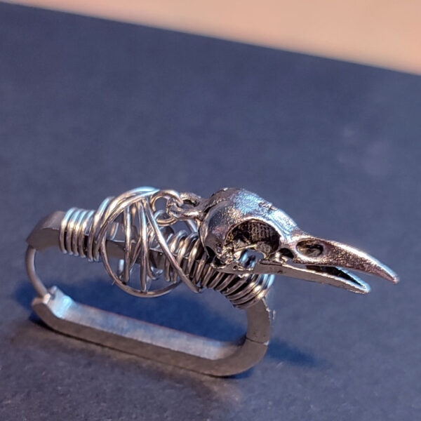 Iron Raven Hypoallergic Stainless Steel Hoop Punk Rock Metal Pirate Style Earring Crow Skull