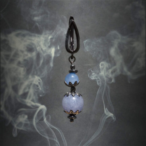 Lilac Lavender Chalcedony Earring Semi-Precious Stone Beads Hematine Magnetic Hematite Hypoallergic English Lock Hook