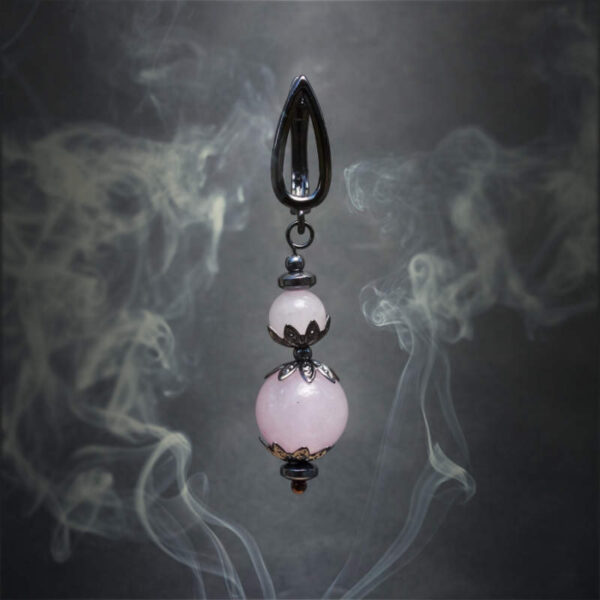 Rose Quartz Earring Semi-Precious Stone Beads Hematine Magnetic Hematite Hypoallergic English Lock Hook