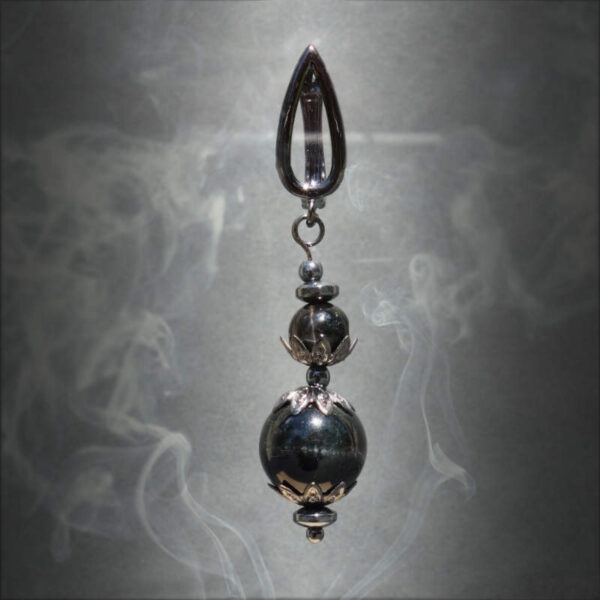 Black Star Diopside Earring Semi-Precious Stone Beads Hematine Magnetic Hematite Hypoallergic English Lock Hook