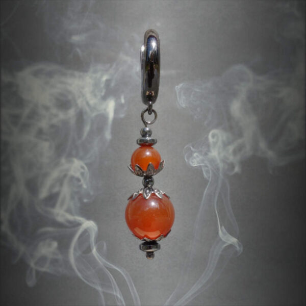 Red Agate Carnelian Earring Semi-Precious Stone Beads Hematine Magnetic Hematite Hypoallergic English Lock Hook