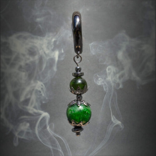 Chrome Diopside Earring Semi-Precious Stone Beads Hematine Magnetic Hematite Hypoallergic English Lock Hook