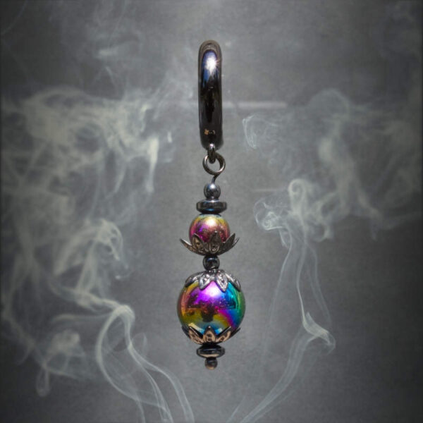 Rainbow Iridescent Hematine Earring Semi-Precious Stone Beads Hematine Magnetic Hematite Hypoallergic English Lock Hook