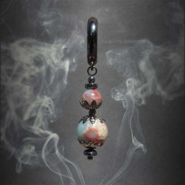 Shoushan Stone Agalmatolite Earring Semi-Precious Stone Beads Hematine Magnetic Hematite Hypoallergic English Lock Hook