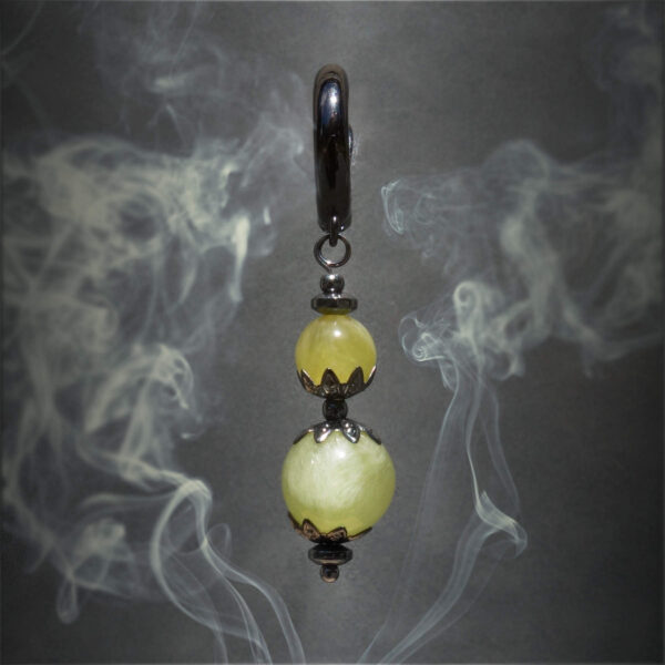 Australian Golden Prehnite Earring Semi-Precious Stone Beads Hematine Magnetic Hematite Hypoallergic English Lock Hook