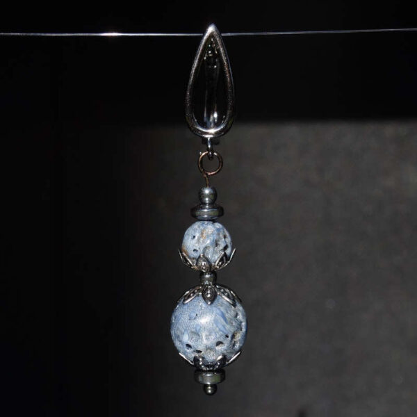 Blue Coral Earring semi-precious stone natural bead hypoallergic English lock hook