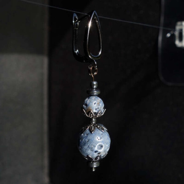 Blue Coral Earring semi-precious stone natural bead hypoallergic English lock hook