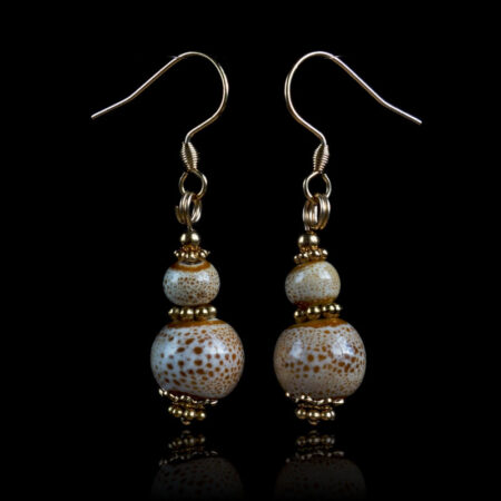 Brown-Beige Ceramic Earrings