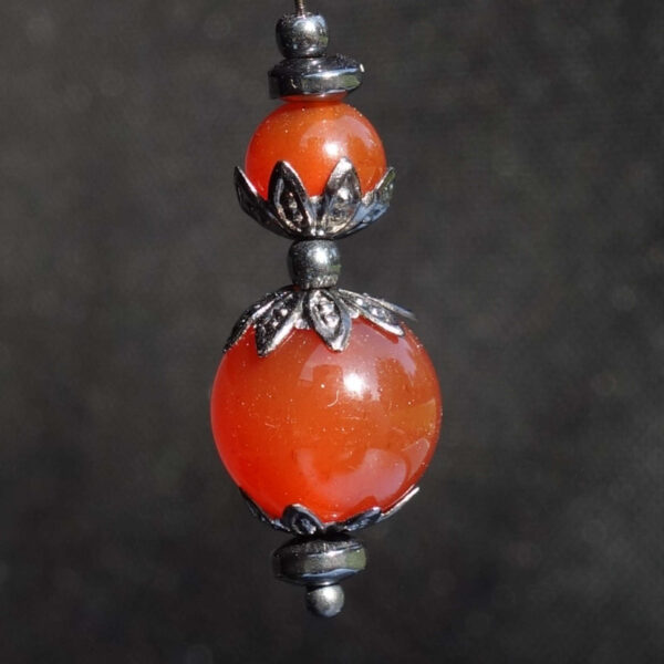 Carnelian Red Agate Earring Semi-Precious Stone Round Beads Hypoallergic English Lock Hooks