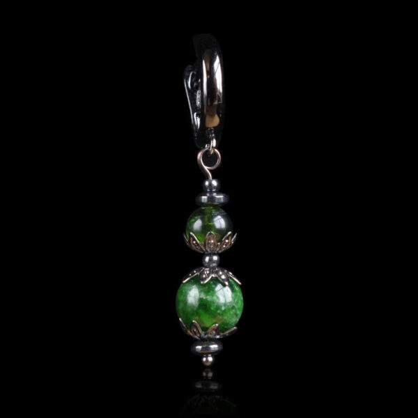 Chrome Diopside Earring Semi Precious Stone Beads Hypoallergic English lock hook