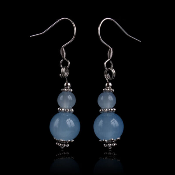 Blue Glass Earrings with Hypoallergic Stainless Steel Hooks