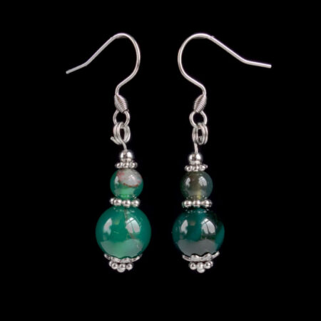 Dark Green Agate Earrings