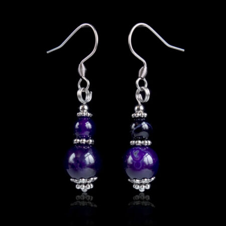 Dark Purple Agate Earrings