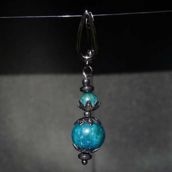 Sea Green Apatite Blue Chalcedony Earring Semi-Precious Stone Dyed Round Beads Hypoallergic English Lock Hook