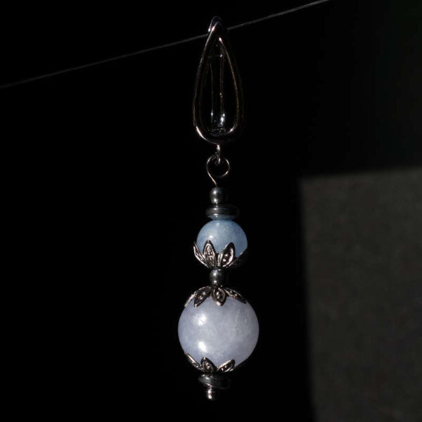 Lavender Lilac Purple Chalcedony Quartz Earring Semi-Precious Stone Dyed Round Beads Hypoallergic English Lock Hooks