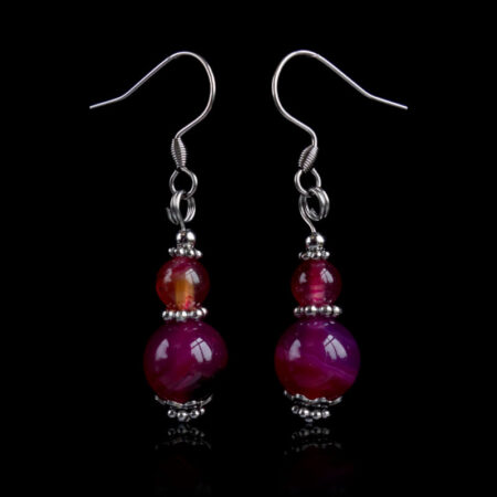 Fuchsia Pink Agate Earrings