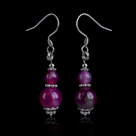 Fuchsia Punk Agate Earrings