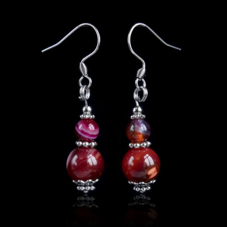 Fuchsia Red Agate Earrings