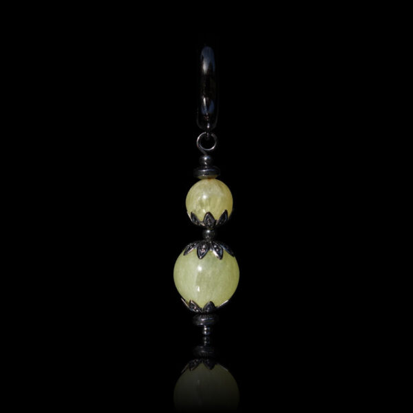 Australian Golden Prehnite Earring Semi-Precious Stone Beads Hypoallergic English Lock Hook