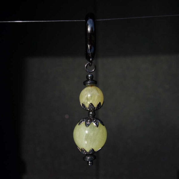 Australian Golden Prehnite Earring Semi-Precious Stone Beads Hypoallergic English Lock Hook