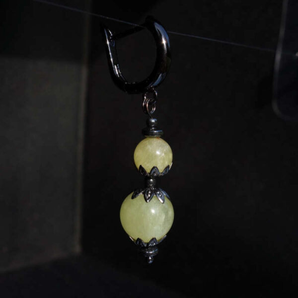 Australian Golden Prehnite Earring Semi-Precious Stone Beads Hypoallergic English Lock Hook