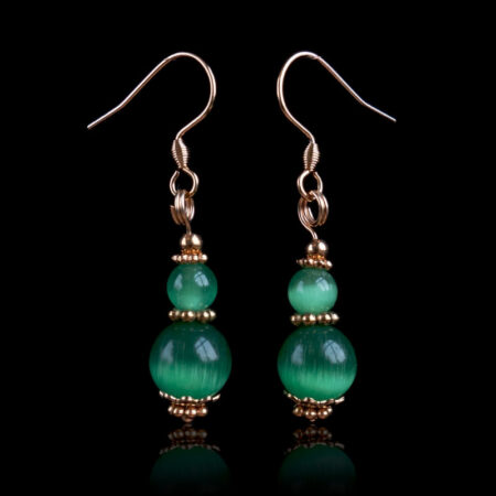 Green Cat's Eye Glass Earrings