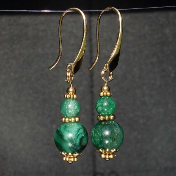 Mica Fuchsite Earrings Semi-Precious Gemstone Real 18k Gold Plated 925 Sterling Silver Hooks