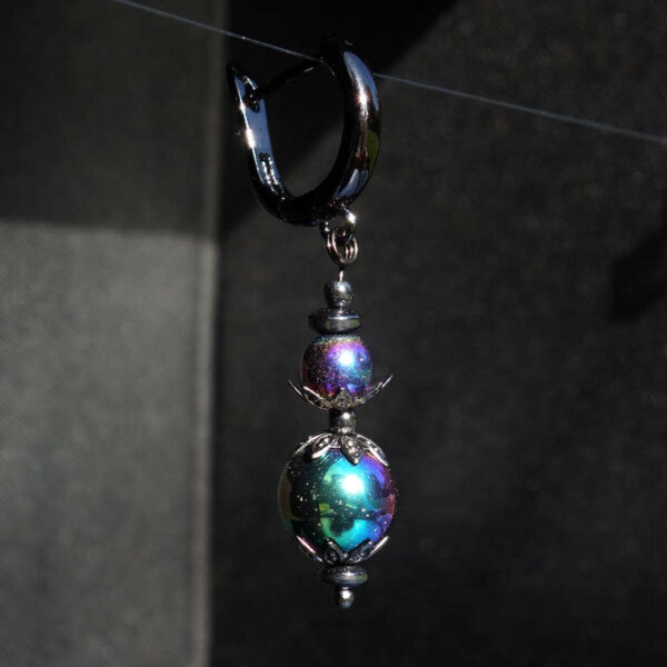 Iridescent Hematine Earring Semi-Precious Stone Magnetic Rainbow Hematite Beads Hematine Magnetic Hematite Hypoallergic English Lock Hook