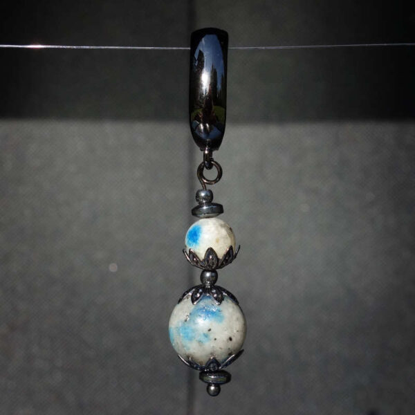 K2 Granite Raindrop Azurite Earring Semi-Precious Stone Beads Hematine Magnetic Hematite Hypoallergic English Lock Hook