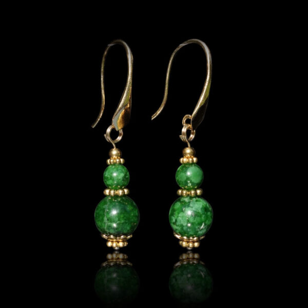 Maw-Sit-Sit Earrings Semi-Precious Stone Beads Real 18k Gold Plated 925 Sterling Silver Hooks