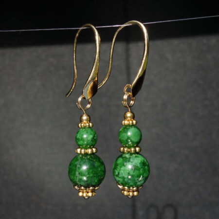 Maw-Sit-Sit Earrings Semi-Precious Stone Beads Real 18k Gold Plated 925 Sterling Silver Hooks