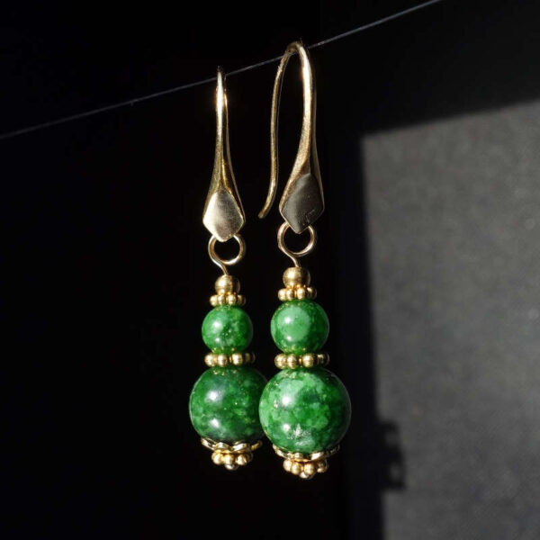 Maw-Sit-Sit Earrings Semi-Precious Stone Beads Real 18k Gold Plated 925 Sterling Silver Hooks