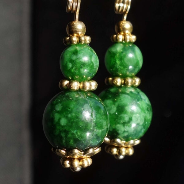 Maw-Sit-Sit Earrings Semi-Precious Stone Beads Real 18k Gold Plated 925 Sterling Silver Hooks