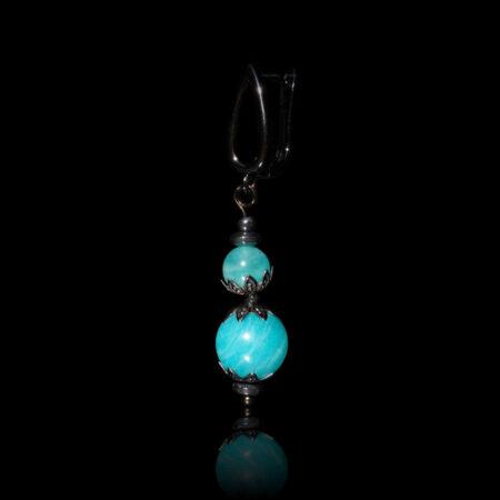 Russian Amazonite Earring Semi-Precious Stone Beads Hematine Magnetic Hematite Hypoallergic English Lock Hook