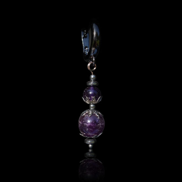 Amethyst Earring Semi-Precious Stone Beads Hypoallergic English Lock Hook