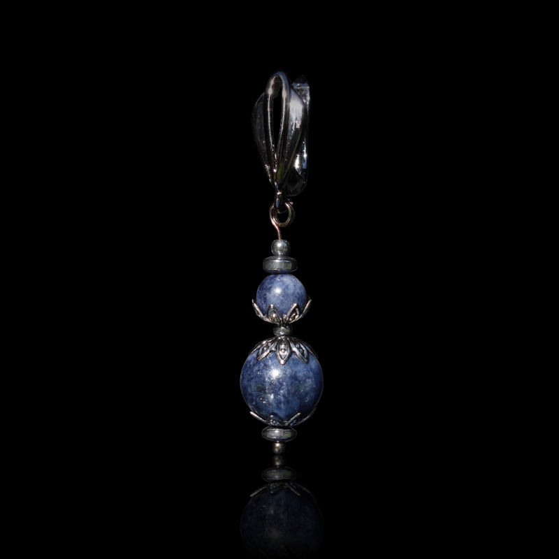 Natural Sapphire Beaded Single Drop Hypoallergic French Hook Earring Pirate Punk Style