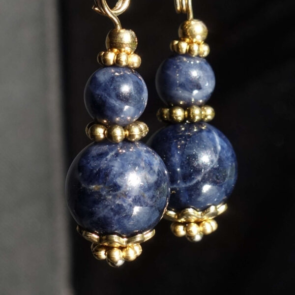 Natural Sapphire Earrings Semi-Precious Gemstone Beads Real 18k Gold Plated 925 Sterling Silver Hooks