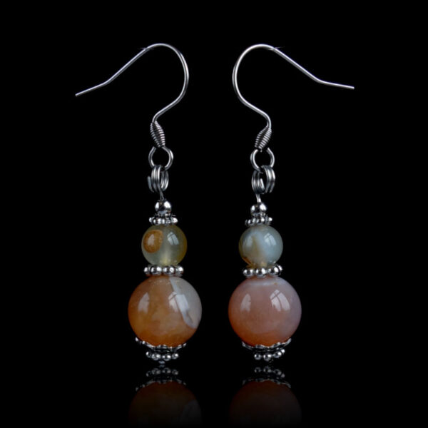 Peachy Pink Dyed Agate Earrings Semi-Precious Stone Hypoallergic Stainless Steel Hooks