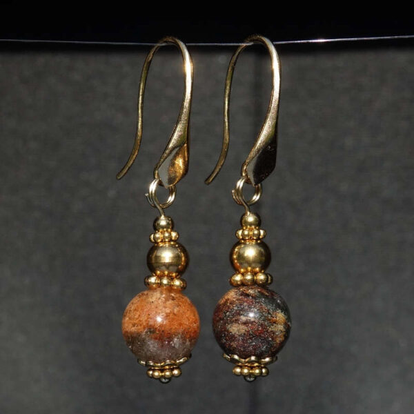 Phantom Ghost Garden Earrings Semi-Precious Stone Beads Real 18k Gold Plated 925 Sterling Silver Hooks