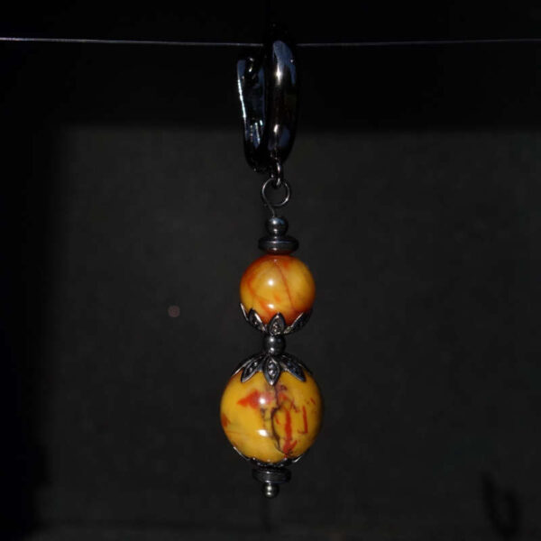 Fiery Namibia Phoenix Pietersite Eagle's Eye Earring Semi-Precious Stone Beads Hypoallergic English Lock Hook