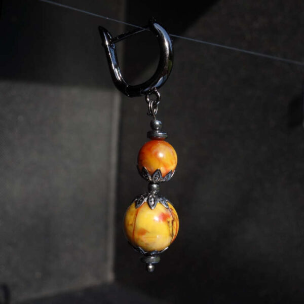 Fiery Namibia Phoenix Pietersite Eagle's Eye Earring Semi-Precious Stone Beads Hypoallergic English Lock Hook