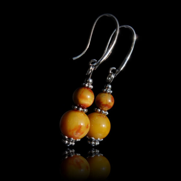 Fiery Yellow Phoenix Pietersite Earring Semi-Precious Stone Beads Rhodium Plated 925 Sterling Silver Hooks