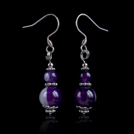 Purple & White Agate Earrings