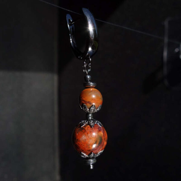 Fiery Namibia Phoenix Pietersite Eagle's Eye Earring Semi-Precious Stone Beads Hypoallergic English Lock Hook